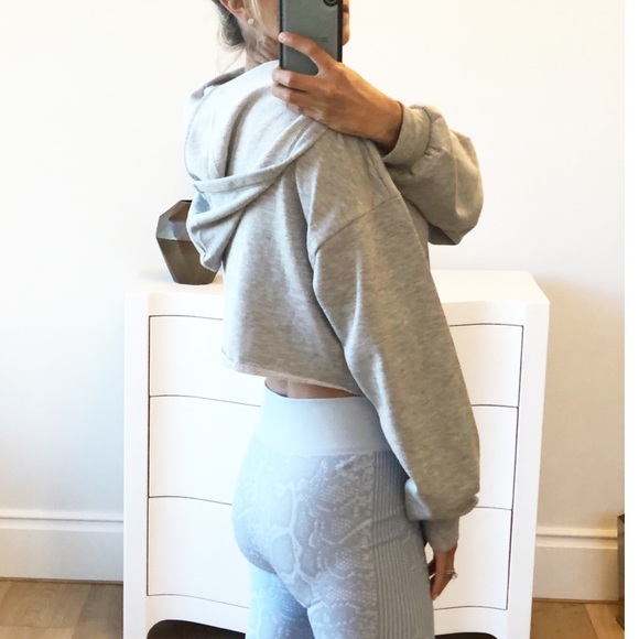 MONTREAL Crop Zip Up Hoodie Jacket Gray - Picture 6 of 12